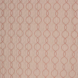 Stitch in Time Beige Red Embroidered Trellis Drapery Fabric / Rosedust