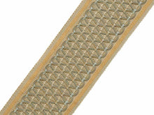 Load image into Gallery viewer, 3&quot; Wide Geometric Embroidered Mustard Beige Grey Gray Drapery Tape Trim
