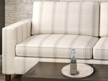 Load image into Gallery viewer, Crypton Water &amp; Stain Resistant Nautical Stripe Off White Taupe Upholstery Fabric