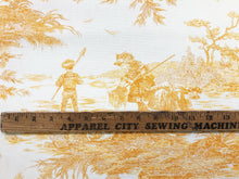 Load image into Gallery viewer, 108" Wide Olivier Thevenon French Cotton Ivory Yellow Toile Historic D' Eau Victorian Children Print Upholstery Drapery Fabric