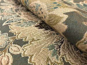 Kravet Design Olive Green Beige Aqua Blue Floral Medallion Damask Upholstery Drapery Fabric