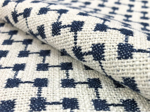 Kravet Reversible Navy Blue Ivory Geometric Abstract Upholstery Drapery Fabric