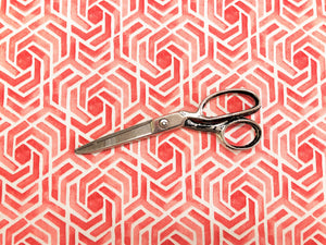 Raymond Waites for Mill Creek Coral Red White Geometric Abstract Cotton Drapery Fabric