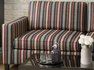 Heavy Duty Stripe Tapestry Navy Blue Wine Green Ivory Beige Upholstery Fabric