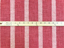 Load image into Gallery viewer, Designer Reversible Pure Linen Rose Red Off White Stripe Upholstery Drapery Fabric