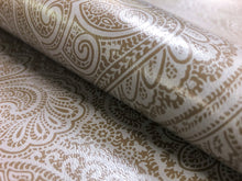 Load image into Gallery viewer, 1.5 Yds Lavender Lilac Brown Cowboy Floral Print Faux Leather Upholstery Vinyl