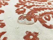Load image into Gallery viewer, Designer Water &amp; Stain Resistant Cream Burnt Orange Damask Upholstery Drapery Fabric