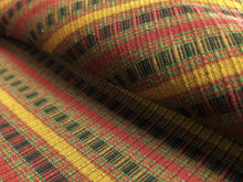 Load image into Gallery viewer, Reversible Burgundy Green Mustard Gold Black Check Stripe Upholstery Fabric WHS 5195