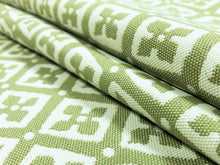 Load image into Gallery viewer, Reversible Designer Lime Green Beige Floral Diamond Upholstery Drapery Fabric