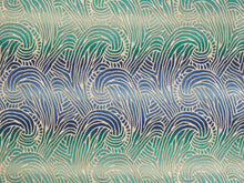 Load image into Gallery viewer, Designer Royal Blue Teal Green Taupe Embroidered Abstract Upholstery Drapery Fabric