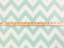 Load image into Gallery viewer, Designer Seafoam Aqua Cream Geometric Chevron Upholstery Drapery Fabric