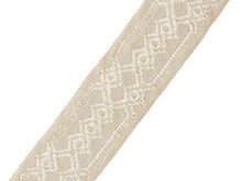 Load image into Gallery viewer, 2.125&quot; Wide Embroidered Grey Beige Taupe Green Geometric Drapery Tape Trim