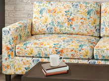 Load image into Gallery viewer, Heavy Duty Orange Navy Blue Cream Teal Floral Upholstery Drapery Fabric