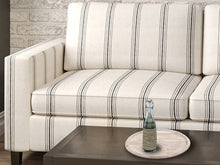 Load image into Gallery viewer, Crypton Water &amp; Stain Resistant Nautical Stripe Off White Charcoal Black Upholstery Fabric