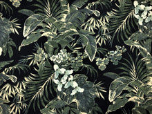 Load image into Gallery viewer, Navy Blue Emerald Green Beige Tropical Floral Botanical Upholstery Drapery Fabric