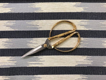 Load image into Gallery viewer, Christopher Farr Capri Azzurro Navy Blue Off White Beige Abstract Stripe Nautical Upholstery Fabric