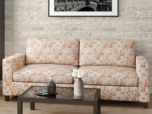 Heavy Duty Abstract Floral Tapestry Orange Coral Beige Ivory Upholstery Fabric