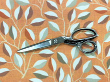 Load image into Gallery viewer, Designer Orange Beige Gray Botanical Leaf Pattern Faux Leather Vinyl Upholstery Fabric