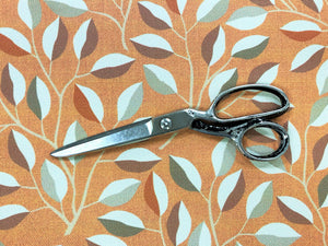 Designer Orange Beige Gray Botanical Leaf Pattern Faux Leather Vinyl Upholstery Fabric