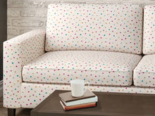 Load image into Gallery viewer, Beige Pink Turquoise Blue Orange Green Purple Embroidered Polka Dot Upholstery Drapery Fabric