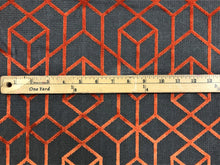 Load image into Gallery viewer, Romo Botero Cayenne Orange Grey Geometric Abstract Cut Velvet Upholstery Fabric