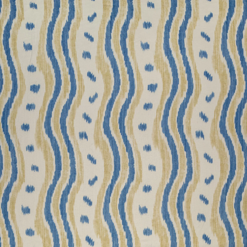 Lee Jofa Ikat Stripe Fabric / Blue/Yellow