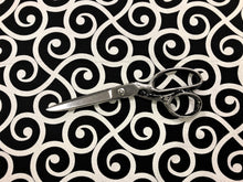 Load image into Gallery viewer, Mill Creek Black &amp; White Armank Noir Scroll Cotton Upholstery Drapery Fabric