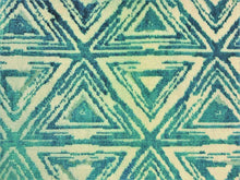 Load image into Gallery viewer, Heavy Duty Abstract Geometric Teal Green White Velvet Upholstery Fabric