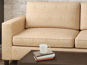 Heavy Duty Mustard Gold Cream Ikat Medallion Upholstery Fabric