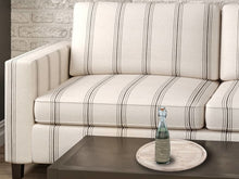 Load image into Gallery viewer, Crypton Water &amp; Stain Resistant Nautical Stripe Light Cream Dark Greige Upholstery Fabric
