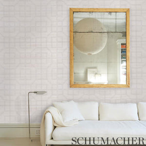 Schumacher Linyi Embroidered Fret Sisal Wallpaper 5003555 / Natural Shimmer