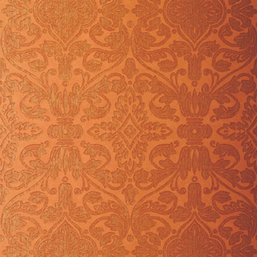 Schumacher Varenna Damask Wallpaper 5003603 / Terracotta