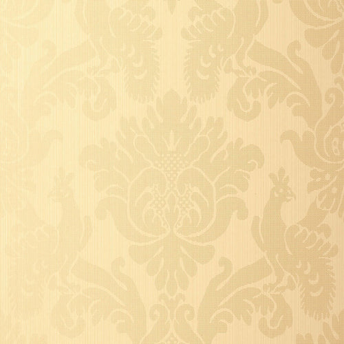 Schumacher Valette Strie Damask Wallpaper 5003660 / Champagne