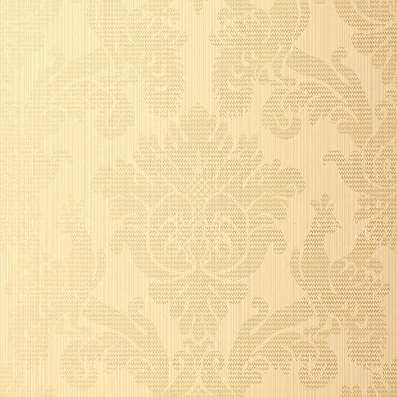 Schumacher Valette Strie Damask Wallpaper 5003660 / Champagne