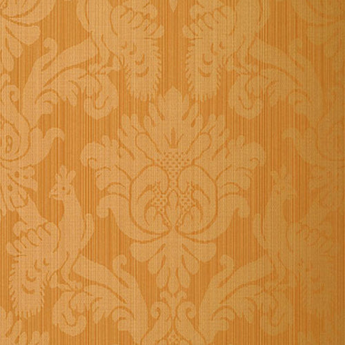 Schumacher Valette Strie Damask Wallpaper 5003663 / Terracotta