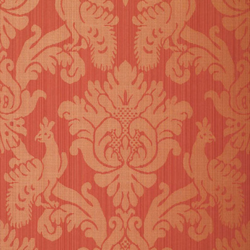 Schumacher Valette Strie Damask Wallpaper 5003664 / Garnet