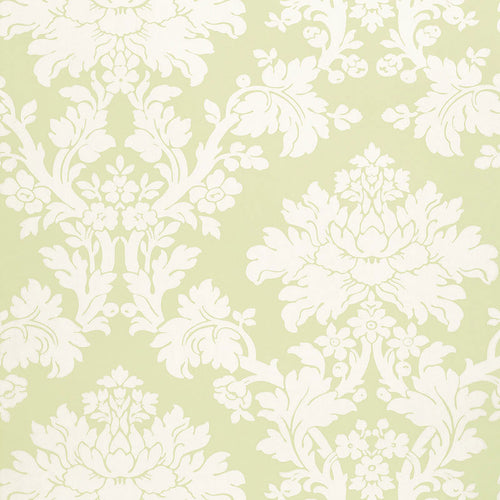 Schumacher Tierni Damask Wallpaper 5004462 / Celery