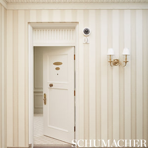 Schumacher Lansdowne Strie Stripe Wallpaper 5004623 / Truffle