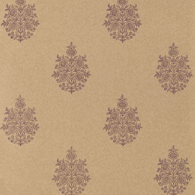 Schumacher Asara Flower Wallpaper 5005324 / Aubergine
