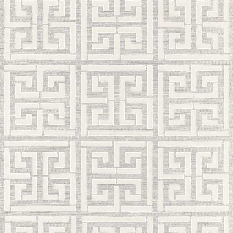 Schumacher Greek Key Sisal Wallpaper 5005690 / Silver