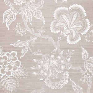 Schumacher Hothouse Flowers Sisal Wallpaper 5006091 / Haze & Chalk