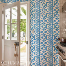Load image into Gallery viewer, Schumacher Zanzibar Trellis Wallpaper 5006947 / Blue