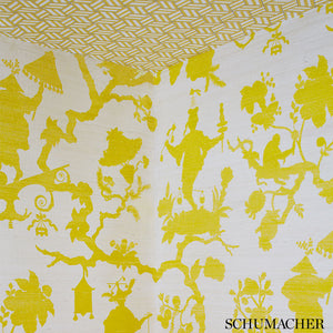 Schumacher Shantung Silhouette Sisal Wallpaper 5008254 / Gold On Jet