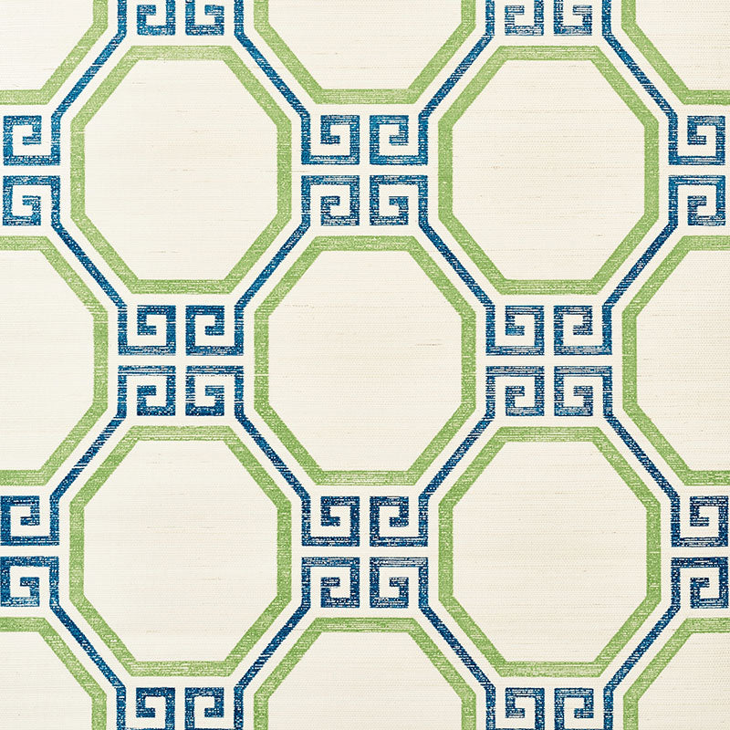 Schumacher Octavia Sisal Wallpaper 5008931 / Turquoise & Palm
