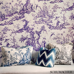 Schumacher Shengyou Toile Wallpaper 5008991 / Iris