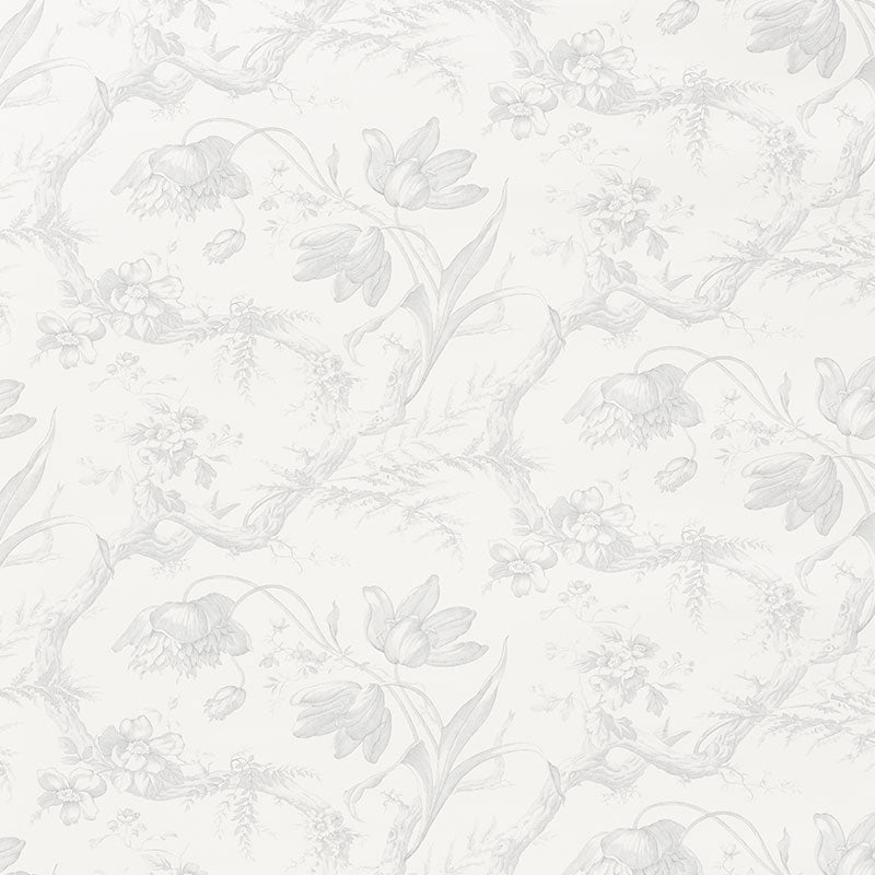 Schumacher Toile De Fleurs Wallpaper 5009120 / Grisaille