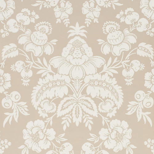 Schumacher Simone Damask Wallpaper 5009612 / Stone