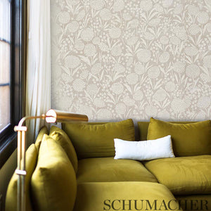 Schumacher Chrysanthemum Shimmer Wallpaper 5009790 / Moonstone