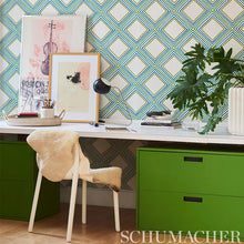 Load image into Gallery viewer, Schumacher Square Dance Wallpaper 5009831 / Blue