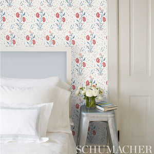 Schumacher Khilana Floral Wallpaper 5009952 / Peacock